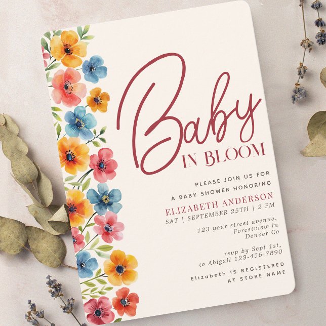 Baby in Bloom Watercolor Floral Baby Shower Invitation (Creator Uploaded)