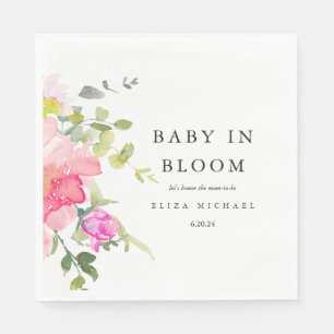 Baby in Bloom Watercolor Floral Baby Shower Napkins