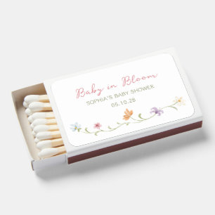 Baby in Bloom Watercolor Floral Baby Shower Simple Matchboxes