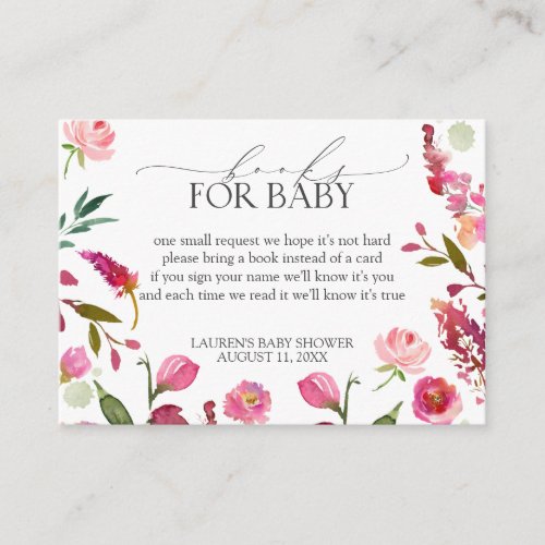 Baby In Bloom Watercolor Floral Books For Baby Enclosure Card