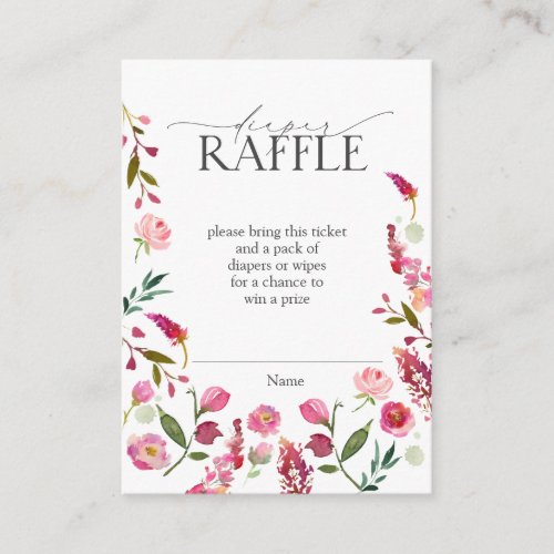 Baby In Bloom Watercolor Floral Diaper Raffle Enclosure Card