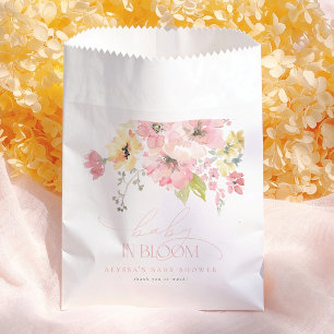 Baby in Bloom Watercolor Floral Girl Baby Shower Favor Bag