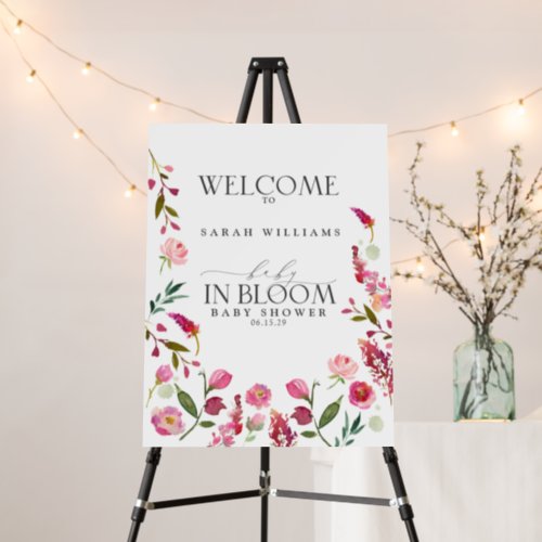 Baby In Bloom Watercolor Floral Shower Welcome Foam Board