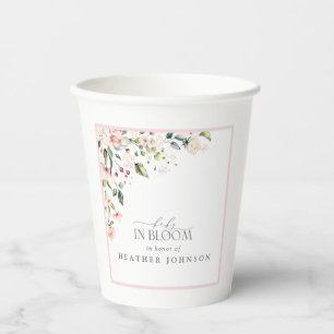 Baby In Bloom Watercolor Flowers Pink Girl Shower Paper Cups