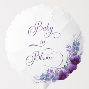 Baby In Bloom Watercolor Purple Flower Baby Shower Balloon