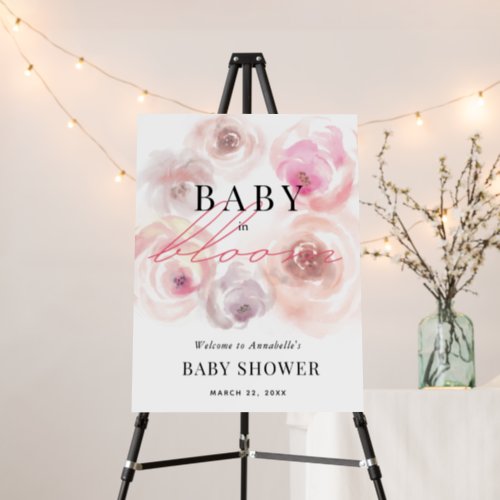 Baby in Bloom Watercolor Rose Baby Shower Foam Board