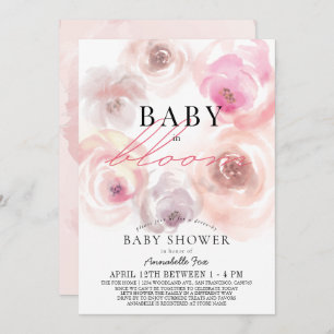 Baby in Bloom Watercolor Rose Drive-by Baby Shower Invitation
