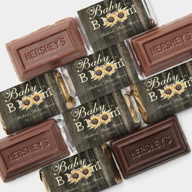 Baby in Bloom Watercolor Sunflowers Baby Shower Hershey's Miniatures (Assorted)