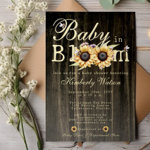 Baby in Bloom Watercolor Sunflowers Baby Shower Invitation