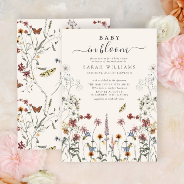 Baby In Bloom Watercolor Wildflower Baby Shower Invitation (Baby Shower Invitation)