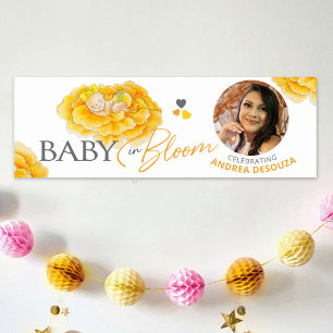 Baby in bloom watercolor yellow photo baby shower poster