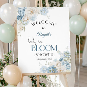Baby in Bloom Welcome Blue Botanical Florals Foam Board