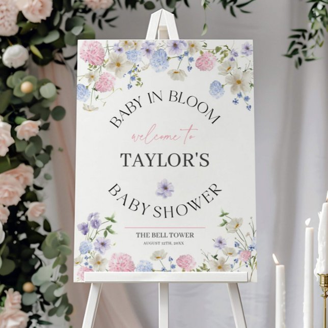 Baby In Bloom Welcome Sign | Baby Shower Sign (baby in bloom baby shower welcome sign)