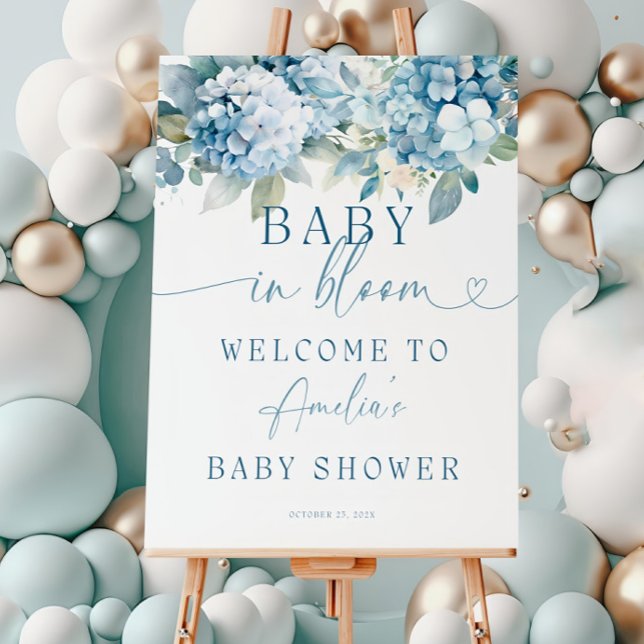Baby In Bloom Welcome Sign Blue. Boy Baby Shower  (Creator Uploaded)