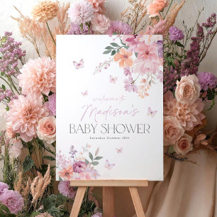 Baby in Bloom Welcome Sign Butterfly Baby Shower