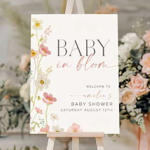 Baby in Bloom Welcome Sign, Editable Baby Shower  Foam Board