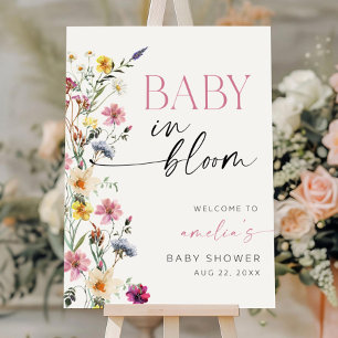 Baby in Bloom Welcome Sign, Editable Baby Shower Foam Board