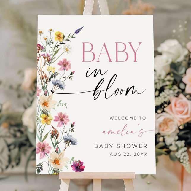 Baby in Bloom Welcome Sign, Editable Baby Shower  Foam Board (Creator Uploaded)