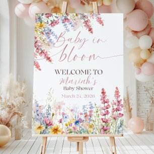 Baby In Bloom Welcome Sign, Floral Welcome Sign