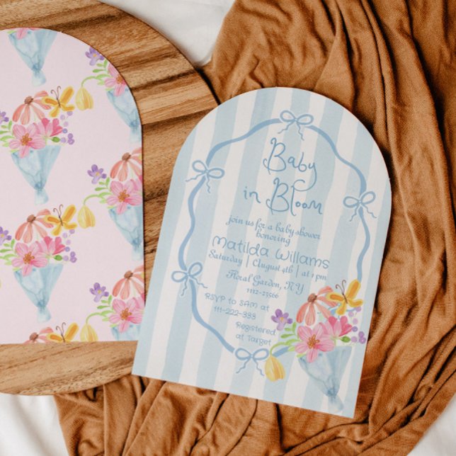 Baby in Bloom Whimsical Blue and pink Baby shower Invitation (Creator Uploaded)