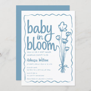 Baby in Bloom Whimsical Hand Drawn Boy Baby Shower Invitation