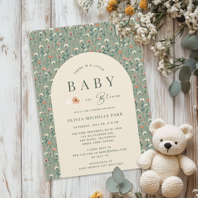 Baby in Bloom Whimsical Wildflower Baby Shower Invitation (Creator Uploaded)