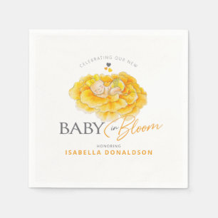 Baby in Bloom whimsy watercolor yellow baby shower Napkins