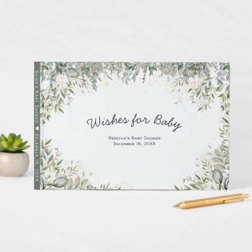 Baby in Bloom  White Floral Greenery Baby Shower Guest Book