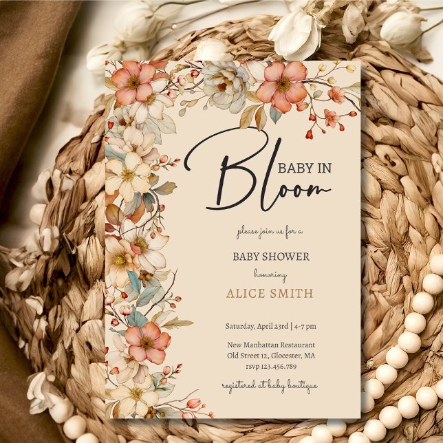 Baby in bloom wild boho flowers Baby shower Invitation (Creator Uploaded)