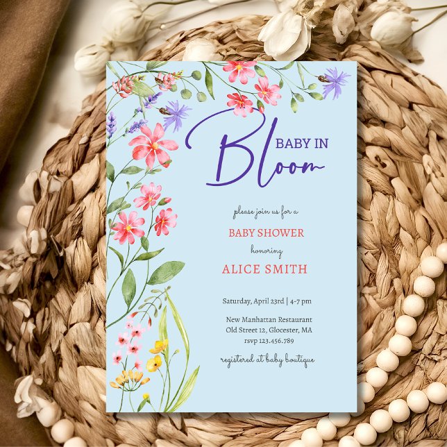 Baby in bloom wild floral Baby shower Invitation (Creator Uploaded)