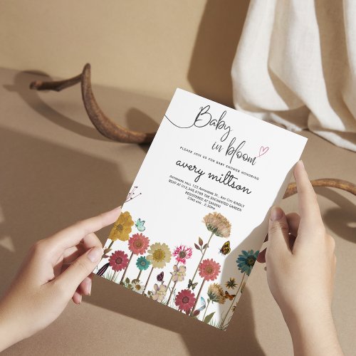 Baby in bloom wild flower baby shower invitation