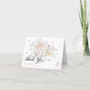 Baby in Bloom Wild Flower Butterfly Baby Shower Letterpress Thank You Card