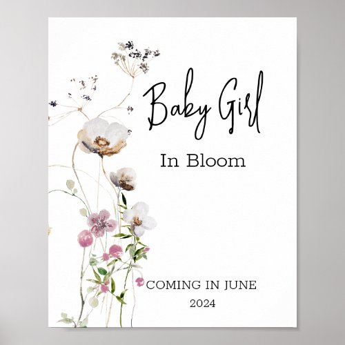 Baby in Bloom Wild Flower Shower  Girl Poster