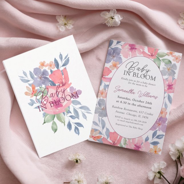  Baby in Bloom Wild Flower Watercolor Baby Shower Invitation (Creator Uploaded)