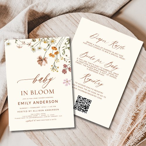 Wildflower Floral or wildflower baby shower invitation