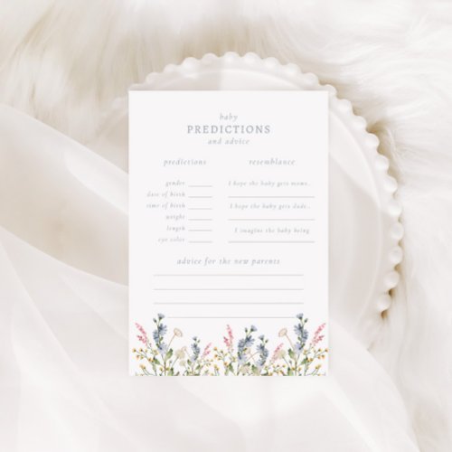 Baby in Bloom Wildflower Baby Predictions Game Note Card