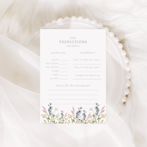 Baby in Bloom Wildflower Baby Predictions Game Note Card