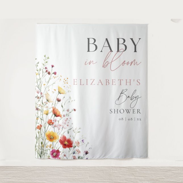 Baby In Bloom Wildflower Baby Shower Backdrop (Front)