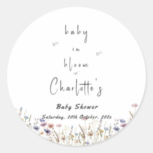 Baby In Bloom Wildflower Baby Shower Classic Round Sticker