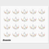 Floral Baby in Bloom Stickers, Baby Shower Favor Classic Round Sticker, Zazzle