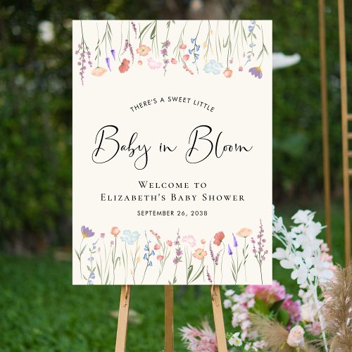 Baby in Bloom Wildflower Baby Shower Cream Welcome Foam Board