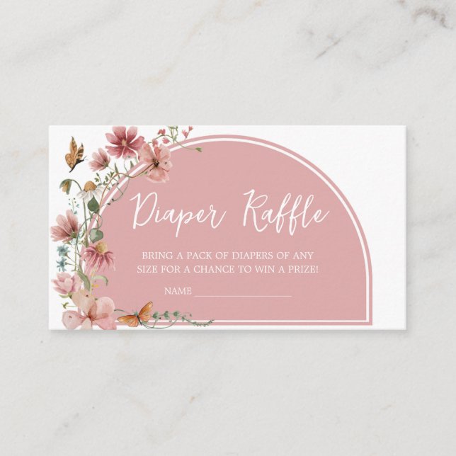 Baby in Bloom Wildflower Baby Shower Diaper Raffle Enclosure Card (Front)