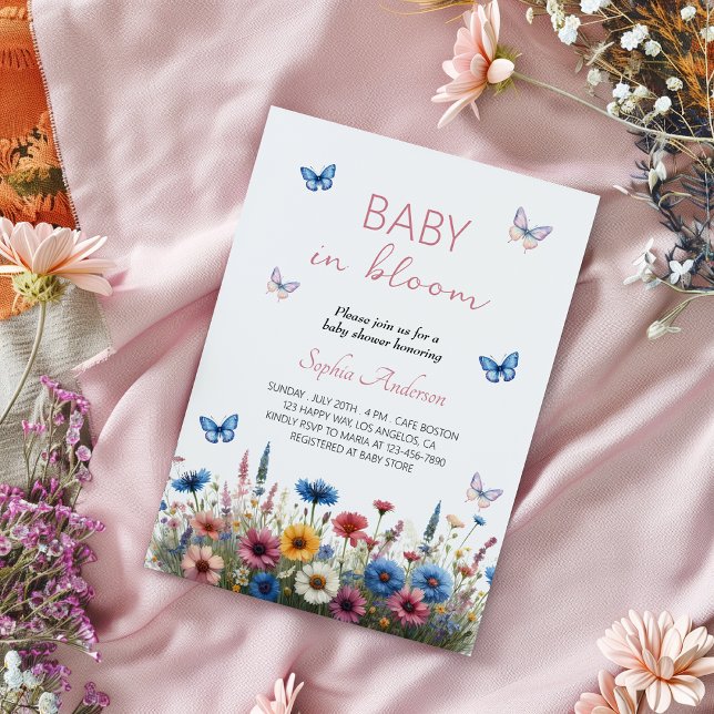 Baby in Bloom Wildflower Baby Shower - Elegant Invitation (Creator Uploaded)
