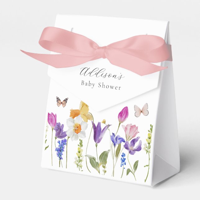 Baby in Bloom Wildflower Baby Shower Favor Boxes (Front Side)