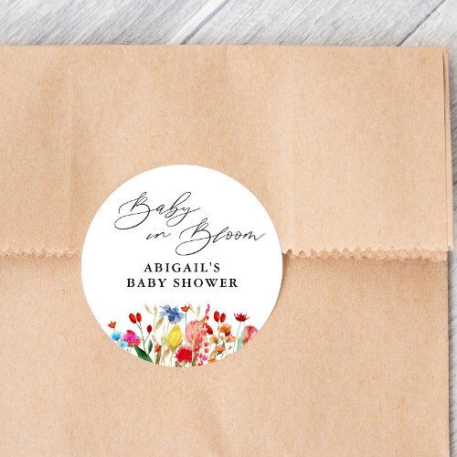 Baby in Bloom Wildflower Baby Shower Favor Classic Round Sticker