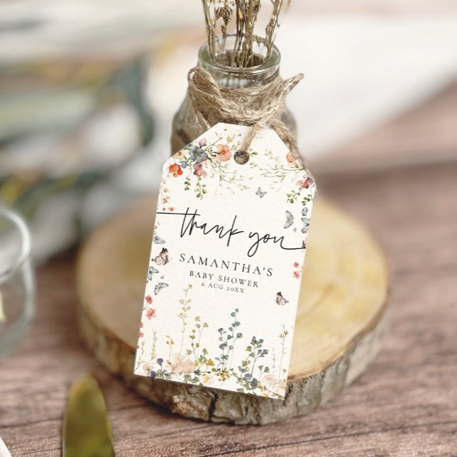 Baby in Bloom Wildflower Baby Shower Gift Tags (Creator Uploaded)