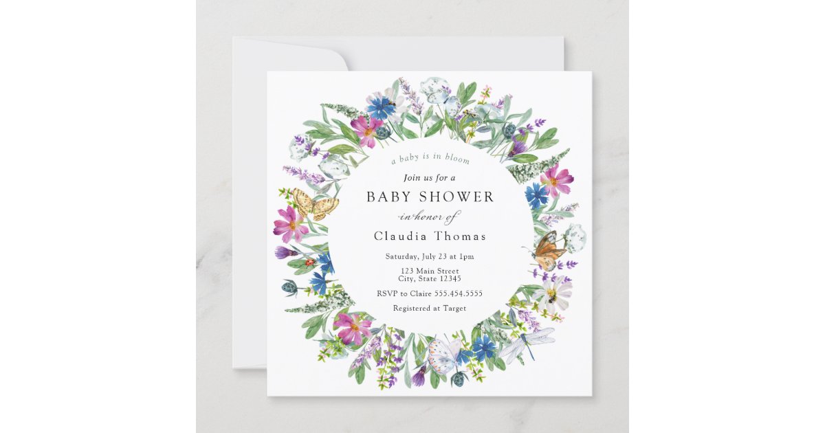 Wildflower Baby Shower Invitation