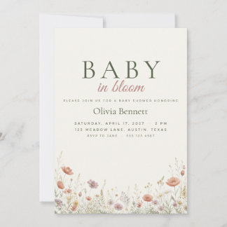 Baby in Bloom Wildflower Baby Shower Invitation