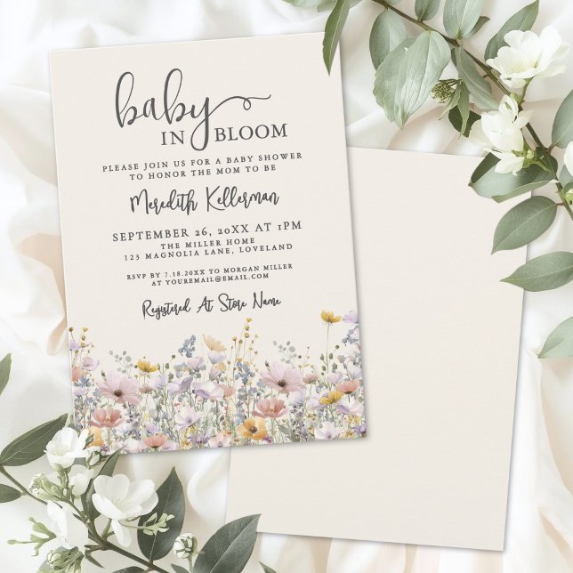 Baby In Bloom Wildflower Baby Shower Invitation (Baby In Bloom Wildflower Baby Shower Invitation)