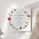 Baby in Bloom Wildflower Baby Shower Invitation<br><div class="desc">Baby in Bloom! This elegant baby shower invitation features a watercolor floral wreath with greenery and wildflowers. Personalize with your information or click "Click to customize further" to edit font styles,  size and colors.</div>